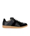 Maison Margiela Men Black Leather And Suede Replica Sneakers In Black