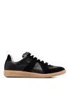 Maison Margiela Replica Leather Low Top Sneakers In Black