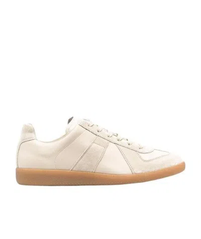 Maison Margiela Beige Comb Replica Panelled Leather Low-top Trainers Eur 40 / 6 Uk In Beige_and_papyrus