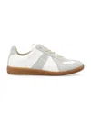 Maison Margiela Women Replica Low-top Leather Sneakers With Suede Inserts In White