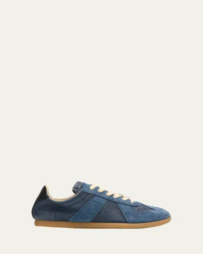 Maison Margiela Replica Mixed Leather Low-top Sneakers In Blue