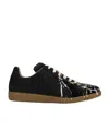 Maison Margiela Replica Painter Leather Low-top Trainers In Black