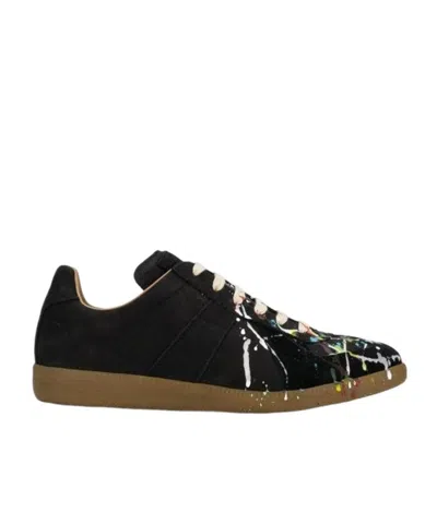 Maison Margiela Replica Paint Splatter-effect Sneakers In Black