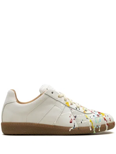 Maison Margiela Replica Leather Sneakers With Paint Splatters In Multi