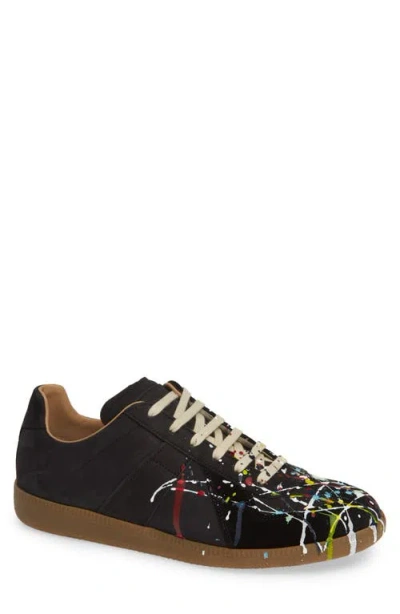 Maison Margiela Replica Painter Leather Low-top Trainers In Black