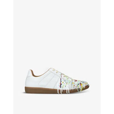 MAISON MARGIELA REPLICA PAINTER LEATHER LOW-TOP TRAINERS WHITE/OTH EUR 40 / 6 UK