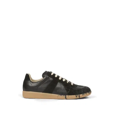 Maison Margiela Replica Paint-splatter Sneakers In Black