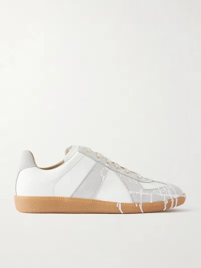 Maison Margiela Replica Sneakers In White Leather And Suede In Multi