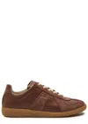 Maison Margiela Replica Panelled Leather Sneakers In Brown