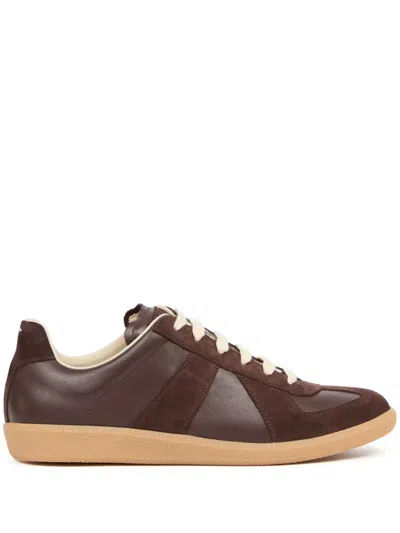 Maison Margiela Replica Leather Sneakers In Burgundy