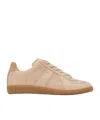 Maison Margiela Beige Comb Replica Panelled Leather Low-top Trainers Eur 40 / 6 Uk In Nude