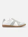 Maison Margiela Women Replica Low-top Leather Sneakers With Suede Inserts In White