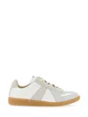 Maison Margiela Women Replica Low-top Leather Sneakers With Suede Inserts In White