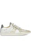 Maison Margiela Gold-tone Paneled Sneakers With Lace-up Fastening In Silver