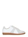 Maison Margiela Women Replica Low-top Leather Sneakers With Suede Inserts In White