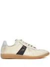 Maison Margiela Ecru And Black Distressed Lace Up Sneakers