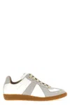 Maison Margiela Women Replica Low-top Leather Sneakers With Suede Inserts In White