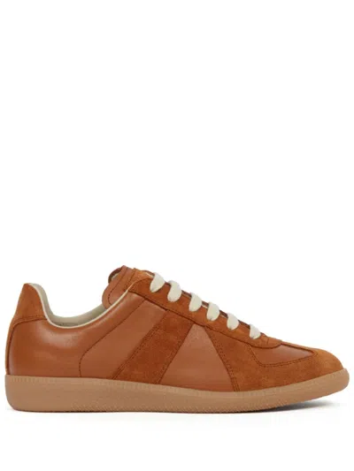 Maison Margiela Replica Suede And Leather Sneakers In Brown
