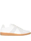 Maison Margiela Women Replica Low-top Leather Sneakers With Suede Inserts In White