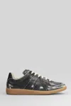 Maison Margiela Replica Sneakers Made Of Shiny Coated Leather In Black