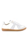 Maison Margiela Women Replica Low-top Leather Sneakers With Suede Inserts In White