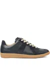 Maison Margiela Featherlight Suede-trimmed Leather Sneakers In Black