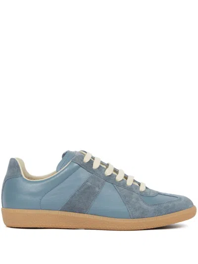 Maison Margiela Replica Contrast-sole Leather Low-top Trainers In Blue