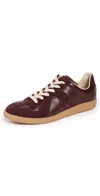 Maison Margiela Replica Low Top Sneakers In Suede And Leather In Deep Red