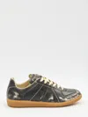 Maison Margiela Replica Sneakers Made Of Shiny Coated Leather In Gray