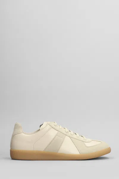 MAISON MARGIELA REPLICA SNEAKERS IN BEIGE SUEDE AND LEATHER