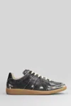 Maison Margiela Replica Sneakers Made Of Shiny Coated Leather In Black
