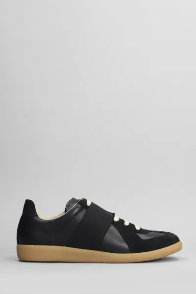 Maison Margiela Replica Sneakers In Black Suede And Leather