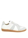 Maison Margiela Women Replica Low-top Leather Sneakers With Suede Inserts In White
