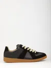 Maison Margiela Black Leather And Suede Replica Sneakers In Black