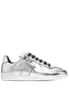 Maison Margiela Metallic Low-top Sneakers Rubber Sole In Silver