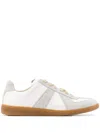 Maison Margiela Women Replica Low-top Leather Sneakers With Suede Inserts In White