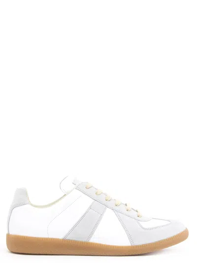 Maison Margiela White Leather Sneakers In Multi
