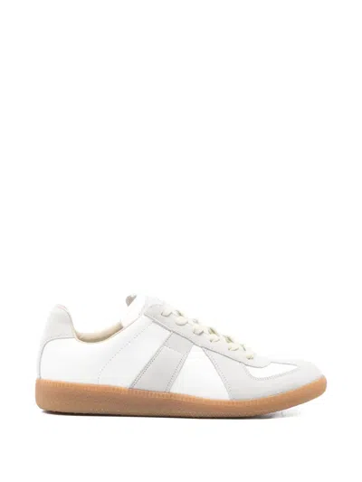Maison Margiela Low-top Sneakers With Suede Inserts In White