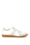 Maison Margiela Women Replica Low-top Leather Sneakers With Suede Inserts In White