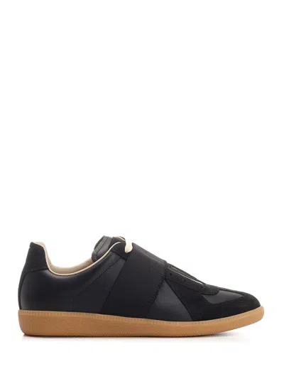 Maison Margiela Sneakers Replica In Leather And Suede In Black