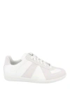 Maison Margiela Women Replica Low-top Leather Sneakers With Suede Inserts In White