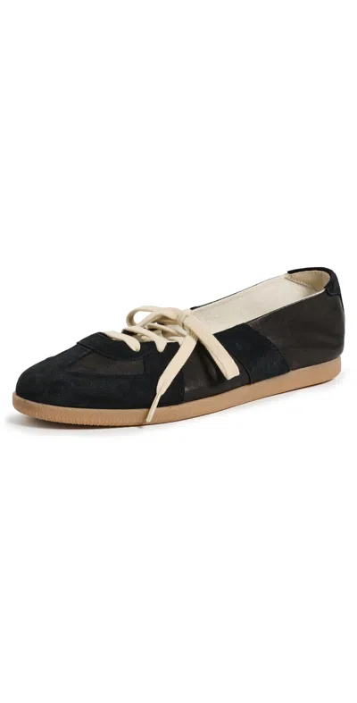 Maison Margiela Black Ballerina Sneakers With Suede Details And Laces