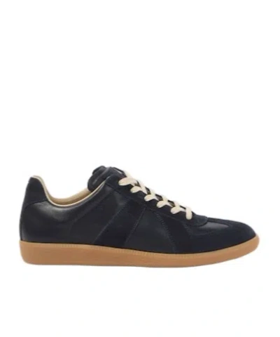 Maison Margiela Replica Suede And Leather Sneakers In Black