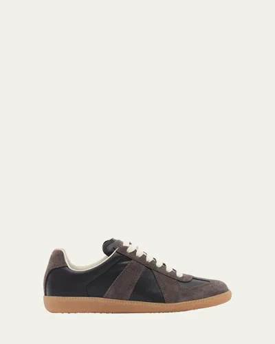 Maison Margiela Replica Leather Sneaker In Black