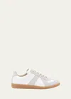 Maison Margiela Women Replica Low-top Leather Sneakers With Suede Inserts In White