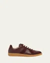 Maison Margiela Replica Low Top Sneakers In Suede And Leather In Deep Red