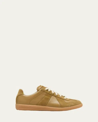 Maison Margiela Replica Suede & Leather Sneakers In Brown