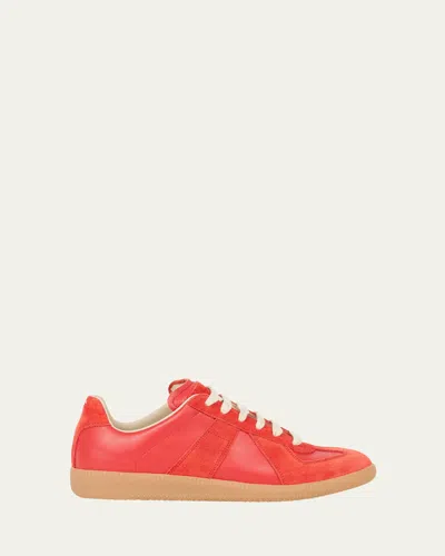 Maison Margiela Replica Suede & Leather Sneakers In Red