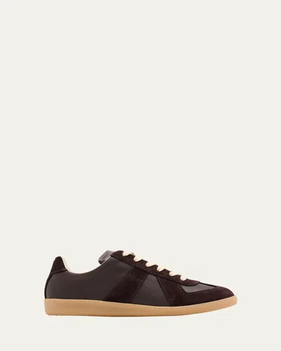 Maison Margiela Replica Suede & Leather Sneakers In Brown