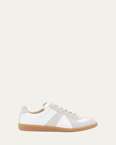 MAISON MARGIELA REPLICA SUEDE & LEATHER SNEAKERS,PROD148110005